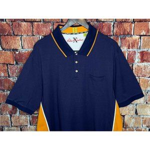 Robert Graham Blue Gold Men’s Short Sleeve Polo Shirt Big & Tall Size 2XB